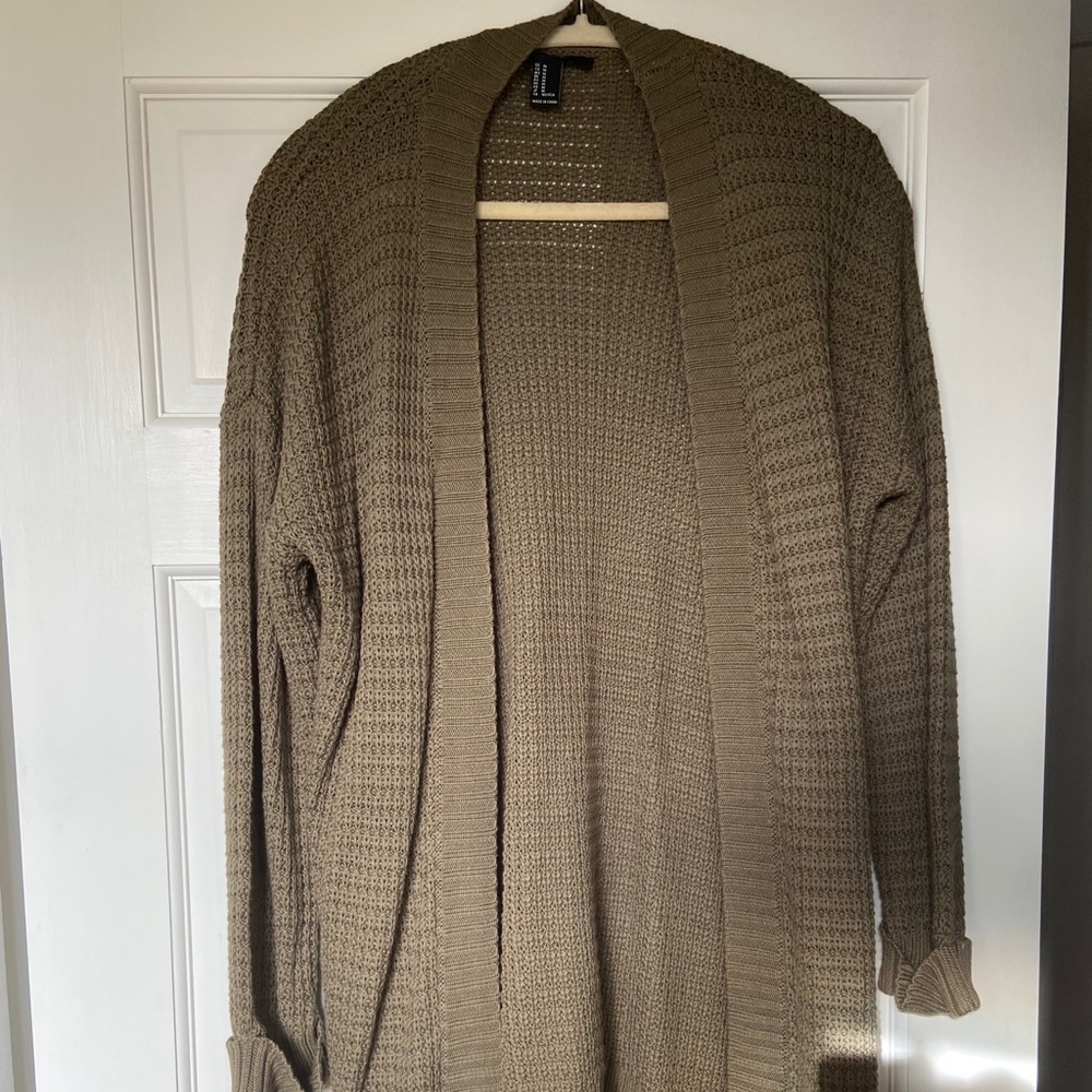 Olive Green Open Sweater